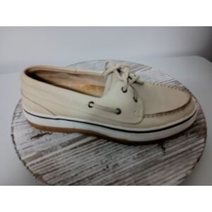 BASS Beige Cayman Loafer Leather Lace Boat Shoes - QAG2 - Women's Size 8.5